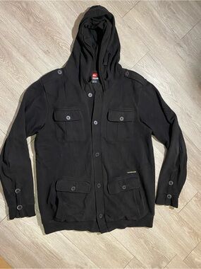 Quicksilver black hooded jacket LARGE (mens)